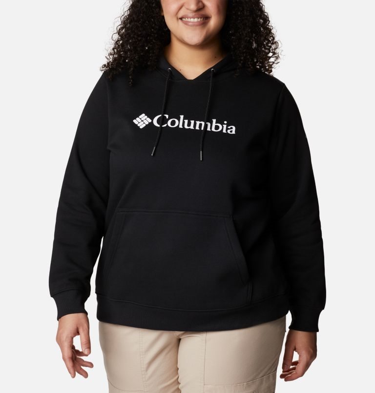 Women\'s Columbia Logo Hoodie Black | Plus Size CA-Z5C83